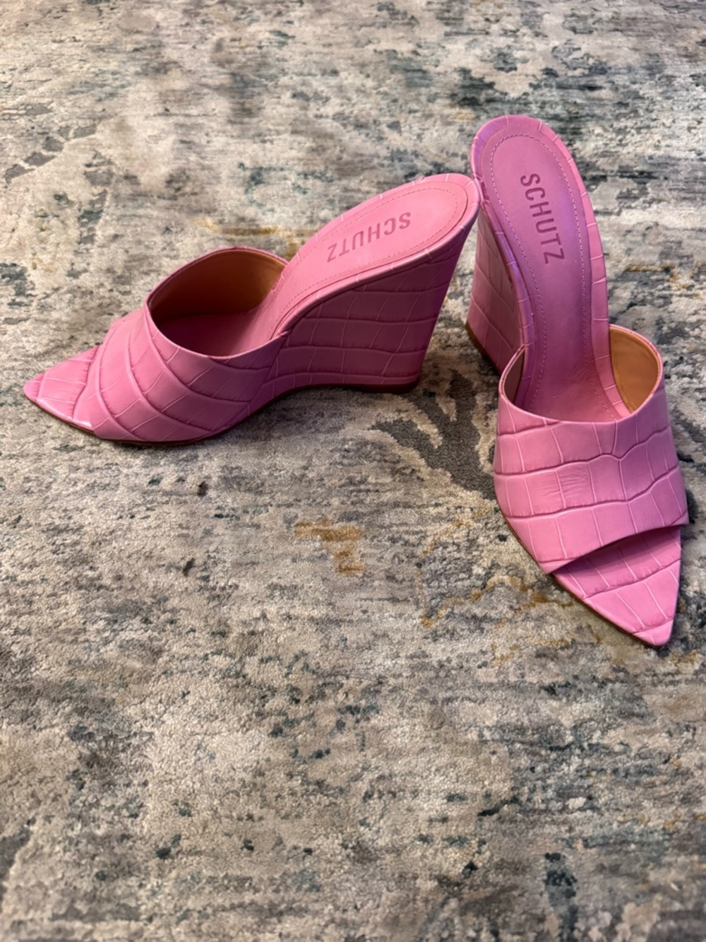 SCHUTZ 8.5 LUCIMARA COUROS/ROSA WIDE CROCO/CLUB ROSE - Picture 5 of 8